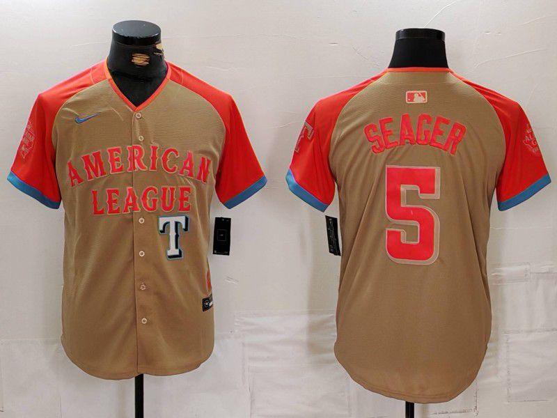 Men Texas Rangers #5 Seager Orange All star 2024 Nike MLB Jersey style 6